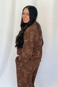 Cassidy Wild West Print Joggers - Cowhide and Conchos