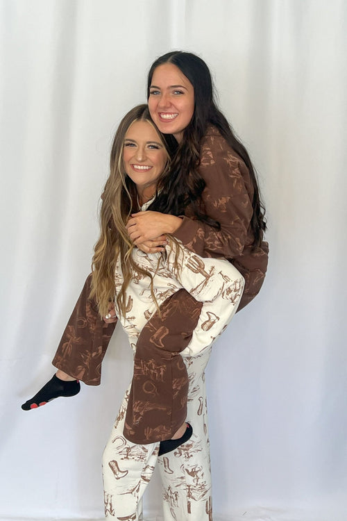 Cassidy Wild West Print Joggers - Cowhide and Conchos