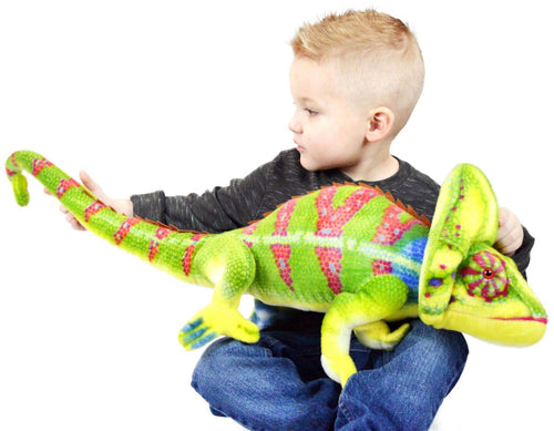 Chamille The Chameleon | 31 Inch Stuffed Animal Plush - Cowhide and Conchos
