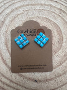Charles Malani Turquoise & Sterling Silver Earrings - Cowhide and Conchos