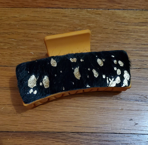 Cheeky's Hair on Hide Claw Clip - Cowhide and Conchos