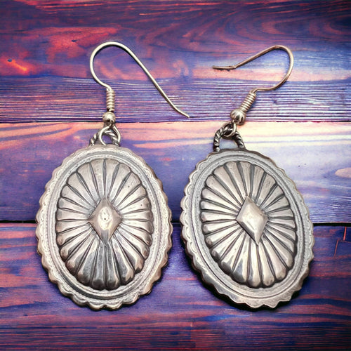 Classic Concho Earrings - Cowhide and Conchos
