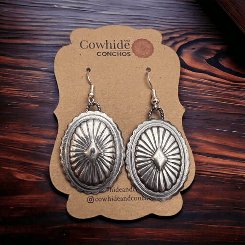 Classic Concho Earrings - Cowhide and Conchos