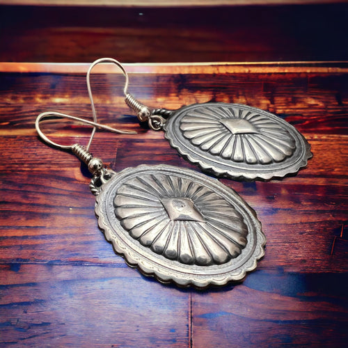 Classic Concho Earrings - Cowhide and Conchos