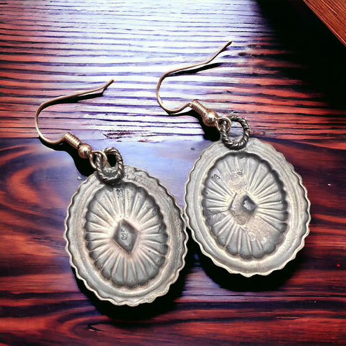 Classic Concho Earrings - Cowhide and Conchos