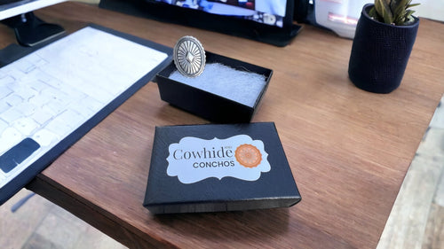Classic concho western ring - Your simple comfortable everyday western ring - Cowhide and Conchos