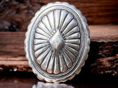 Classic concho western ring - Your simple comfortable everyday western ring - Cowhide and Conchos