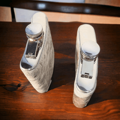Classic Cowhide Flasks  - 8 or 16 oz - Cowhide and Conchos