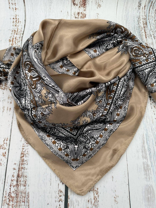 Classic Khaki Wild Rag - Cowhide and Conchos