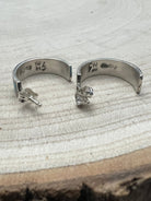 Claudine Haloo Zuni Inlay Turquoise & Sterling Silver Hoop Earrings - Cowhide and Conchos