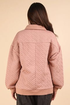 Collared Quilted Knit Top - Cowhide and Conchos