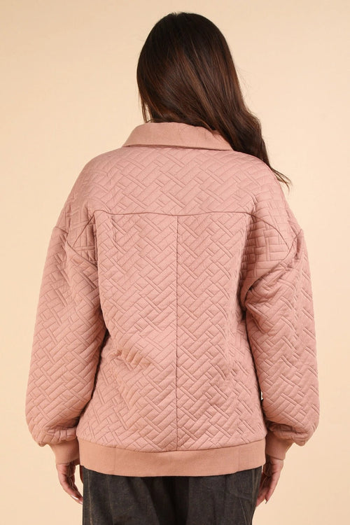Collared Quilted Knit Top - Cowhide and Conchos