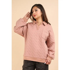 Collared Quilted Knit Top - Cowhide and Conchos