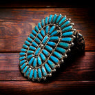 Commanding Turquoise & Sterling Cluster Ring by Philena Byjoe - Size 8 - Cowhide and Conchos