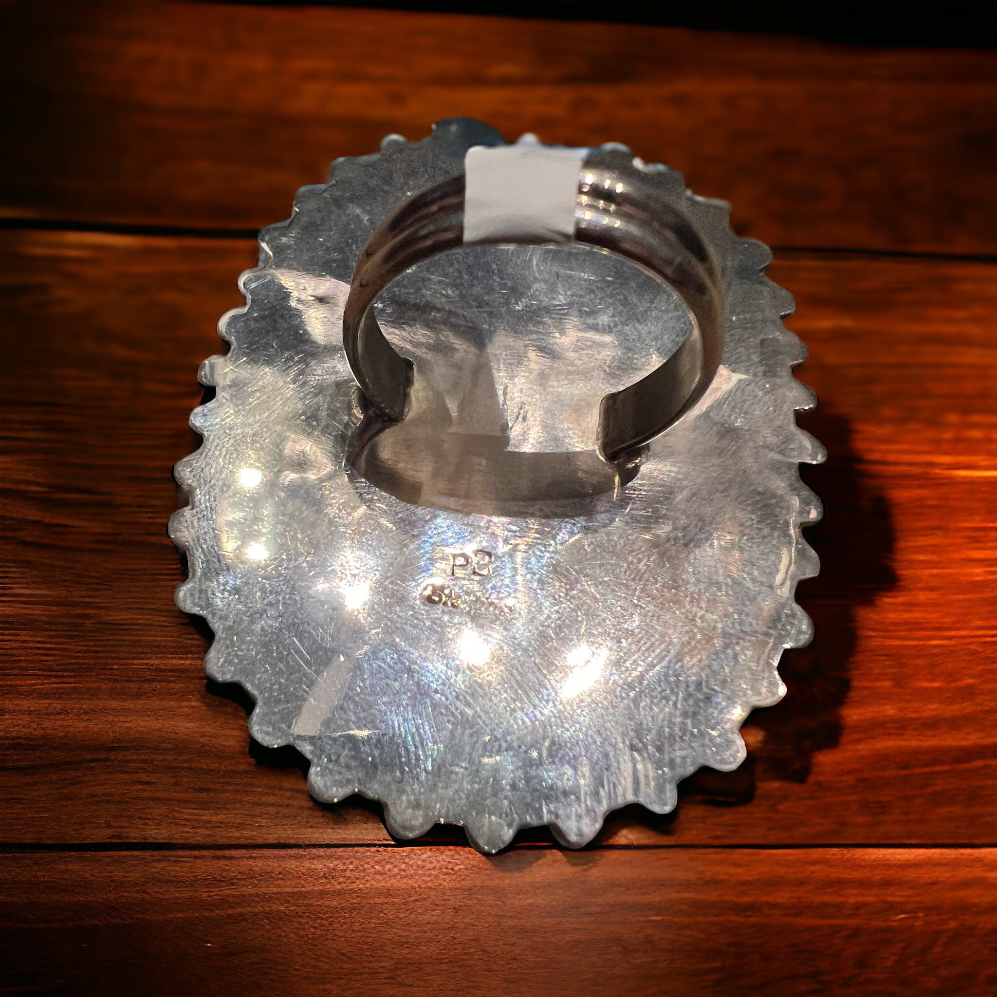 Commanding Turquoise & Sterling Cluster Ring by Philena Byjoe - Size 8 - Cowhide and Conchos