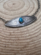 Concho Necklace with Kingman Turquoise & 18 inch sterling chain - Cowhide and Conchos