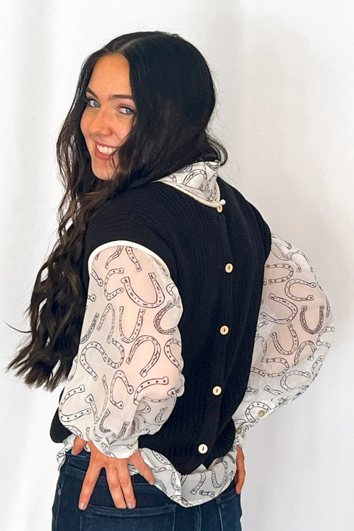Contrast Trim Short Sleeve Knit Sweater Top - Cowhide and Conchos
