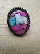 Cotton Candy Adjustable Ring by Navajo Artist Scott Skeets - Cowhide and Conchos