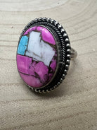 Cotton Candy Adjustable Ring by Navajo Artist Scott Skeets - Cowhide and Conchos