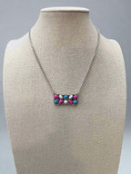 Cotton Candy Pendant Necklace - 18 inch + 3 - Cowhide and Conchos