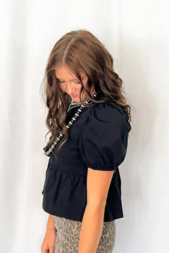 Cotton Woven Solid Open Front Babydoll Top with Bow Details - Cowhide and Conchos