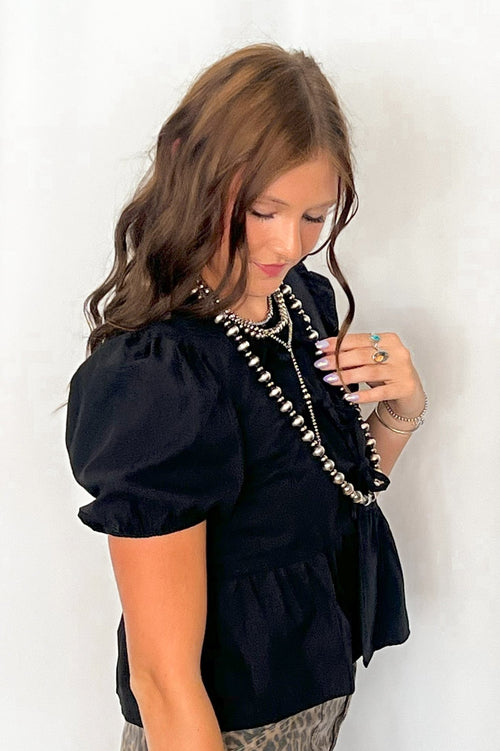 Cotton Woven Solid Open Front Babydoll Top with Bow Details - Cowhide and Conchos