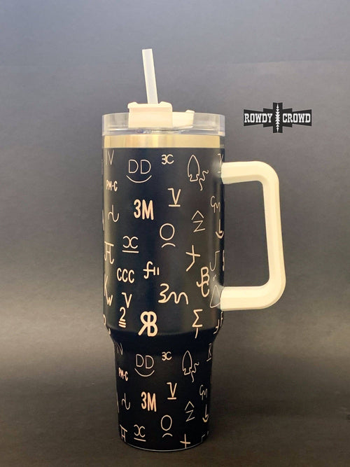 Country Roads Large Tumbler - Cowhide and Conchos