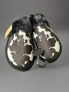 Cow Print Faux Fur Slippers - Black and white - Cowhide and Conchos