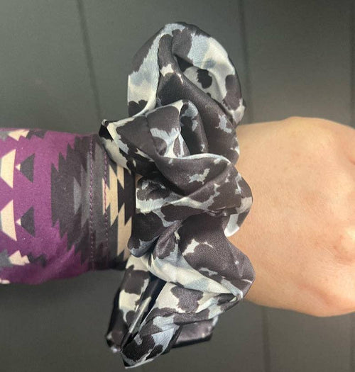 Cow Town Scrunchie - Cowhide and Conchos
