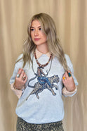 Cowboy Cheetah Crewneck Sweatshirt - Cowhide and Conchos