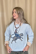 Cowboy Cheetah Crewneck Sweatshirt - Cowhide and Conchos