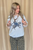 Cowboy Cheetah Crewneck Sweatshirt - Cowhide and Conchos