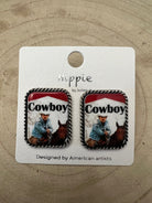 Cowboy Cigarette Fashion Earrings - Cowhide and Conchos