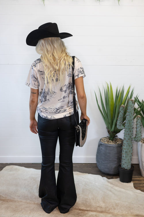 Cowboy Print T-shirt - Cowhide and Conchos