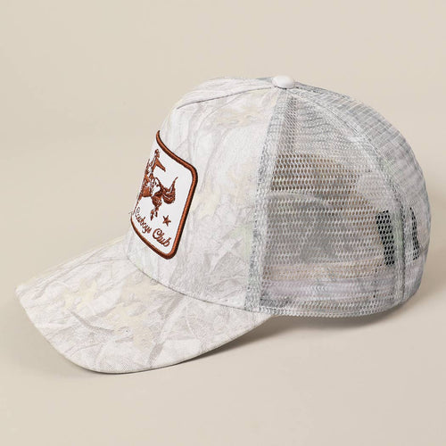 Cowboys Club Embroidered Patch Mesh Cap - Cowhide and Conchos