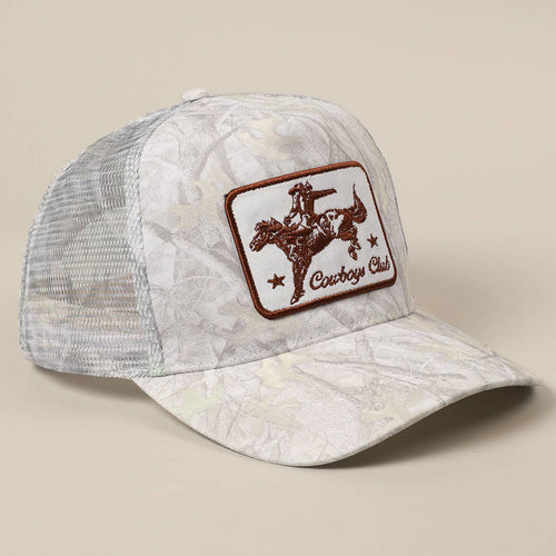 Cowboys Club Embroidered Patch Mesh Cap - Cowhide and Conchos