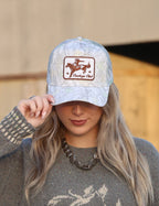 Cowboys Club Embroidered Patch Mesh Cap - Cowhide and Conchos