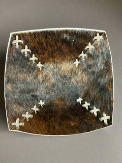 Cowhide Bowl with Laced Details - Cowhide and Conchos
