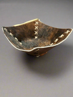 Cowhide Bowl with Laced Details - Cowhide and Conchos