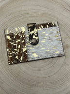 Cowhide Credit Card Wallet - Acid wash gold - Cowhide and Conchos