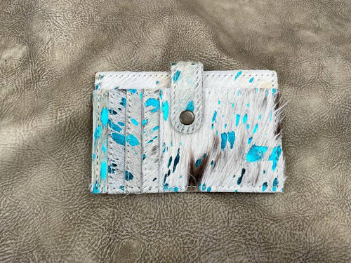 Cowhide Credit Card Wallet - Leopard - Cowhide and Conchos