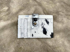 Cowhide Credit Card Wallet - Leopard - Cowhide and Conchos