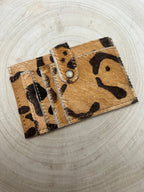Cowhide Credit Card Wallet - Leopard - Cowhide and Conchos