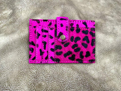 Cowhide Credit Card Wallet - Leopard - Cowhide and Conchos