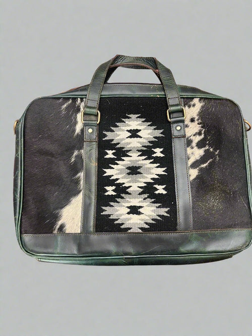 Cowhide laptop Bag - Cowhide and Conchos