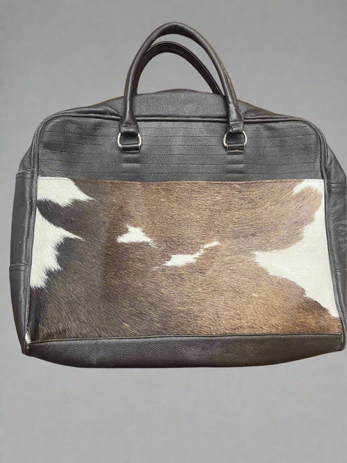 Cowhide laptop Bag - Cowhide and Conchos
