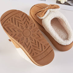 Cozy Bow Faux Fur Lined Slippers - Cowhide and Conchos