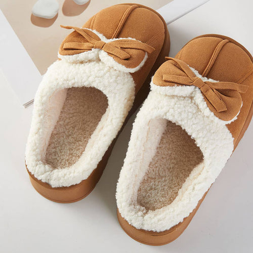 Cozy Bow Faux Fur Lined Slippers - Cowhide and Conchos