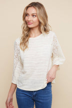 Cream Lace Detail Top - small remaining - Cowhide and Conchos