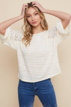 Cream Lace Detail Top - small remaining - Cowhide and Conchos